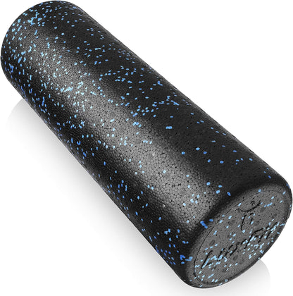Extra Firm Speckled Foam Roller with Online Instructional Video (Blue, 18-Inch)